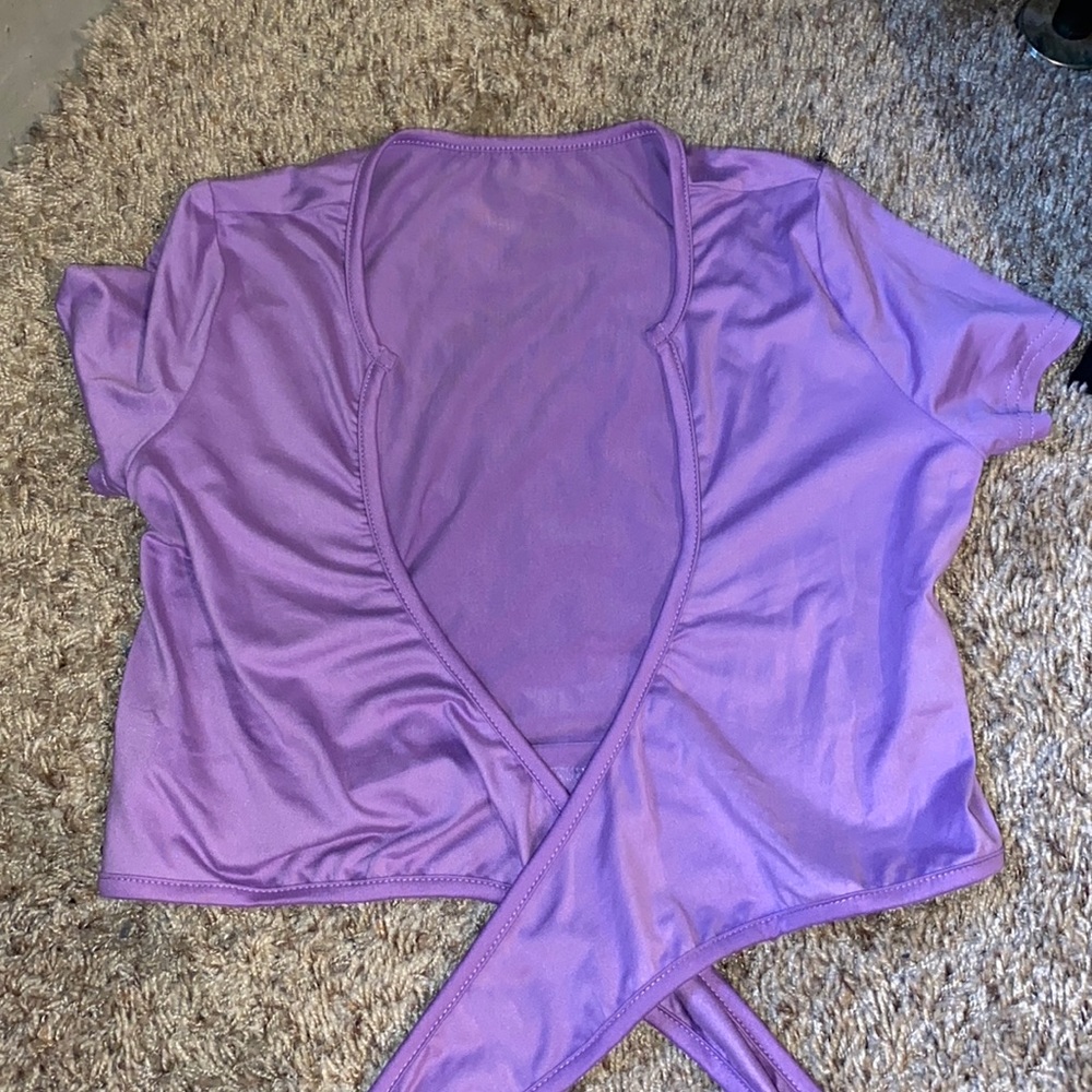 Purple Tie front crop top